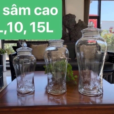 Bình Thủy Tinh Ngâm Rươu Sâm Cao Ly 15L 